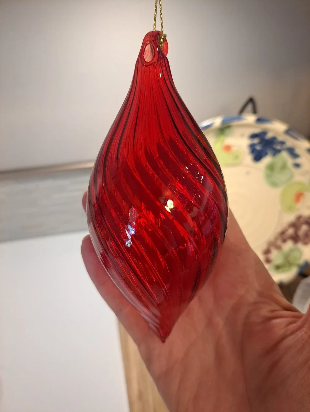 3 Hand Blown Glass Christmas Ball Ornaments Hanging Xmas Tree Decorations NIB